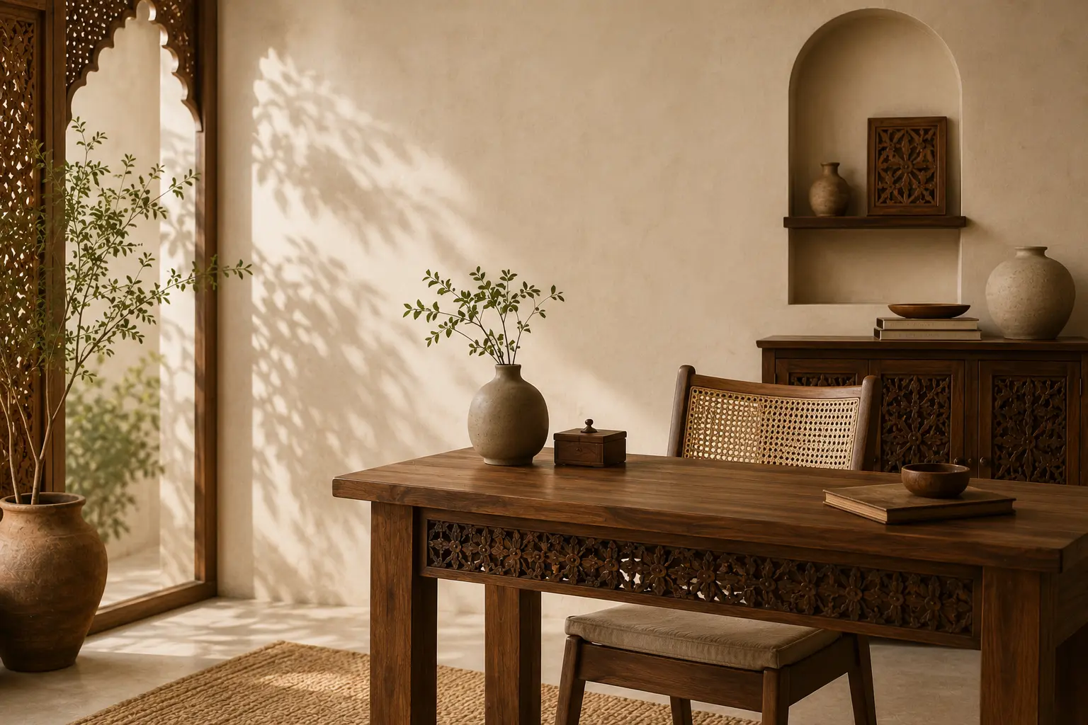 Warm crafted furniture studio interior for छाया Furnitures contact
