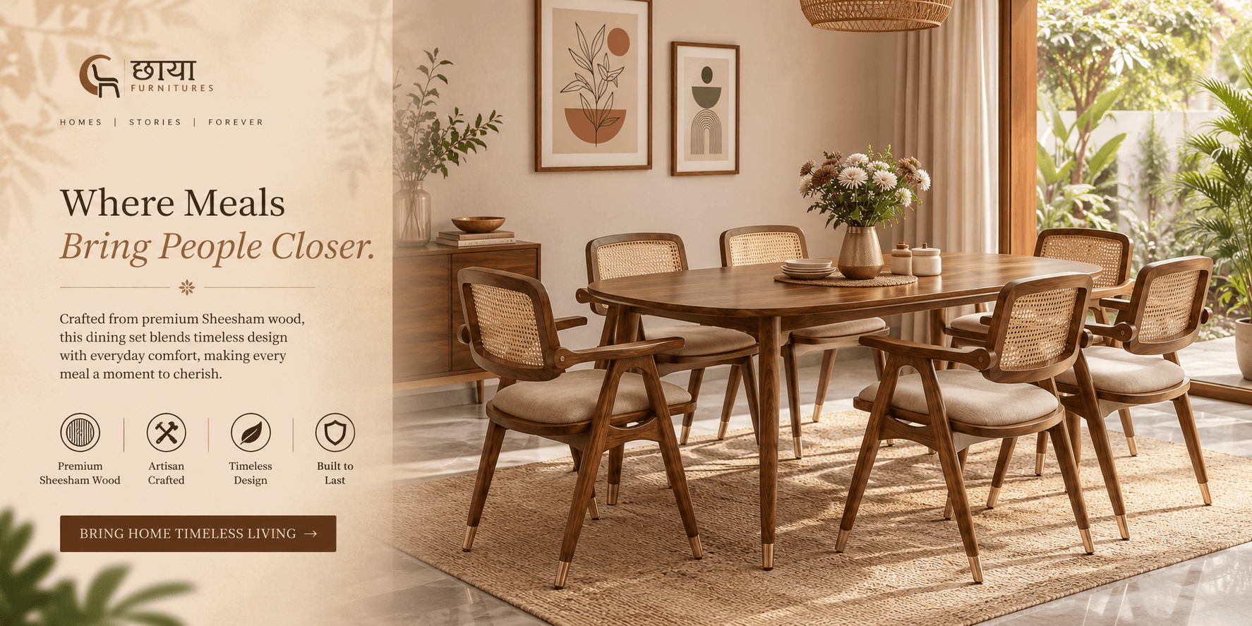 Where meals bring people closer - Sheesham wood dining collection by छाया Furnitures